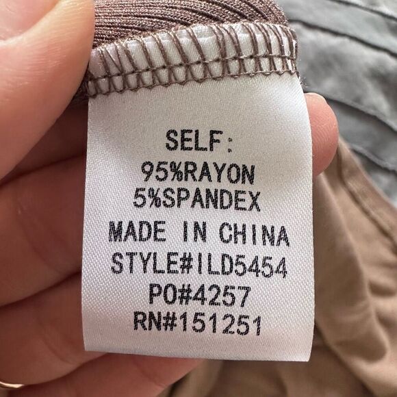 In Loom Dress Womens M Tan Brown Midi Ribbed Stretch Sexy Minimalist Modern - Picture 6 of 7